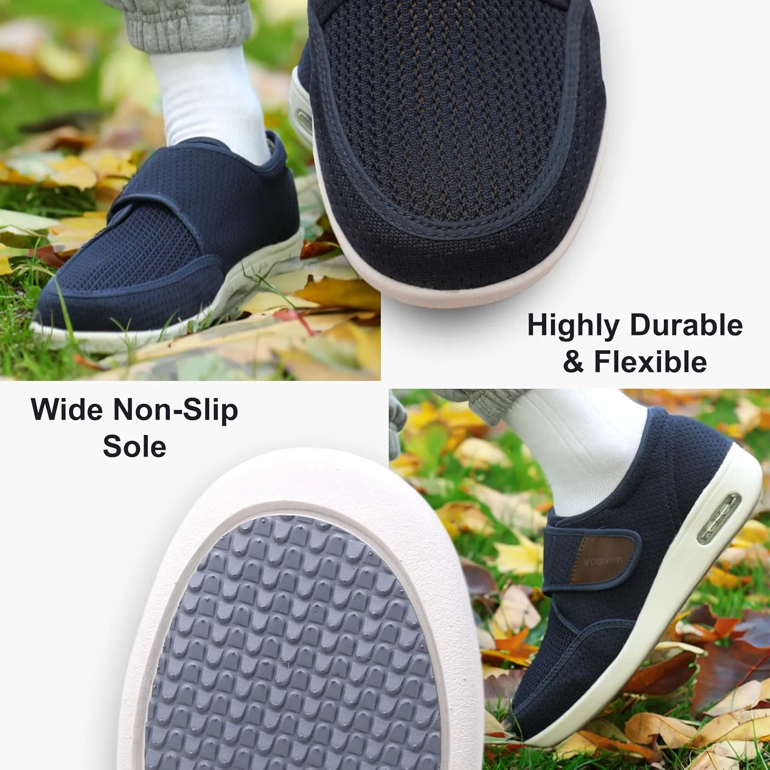 youyun Orthopedic Shoes for Men, Wide Fit Slip On Sneakers for Diabetics, Plantar Fasciitis and Swollen Feet Support, Lightweight Comfort and Breathable (Size 8-13.5)