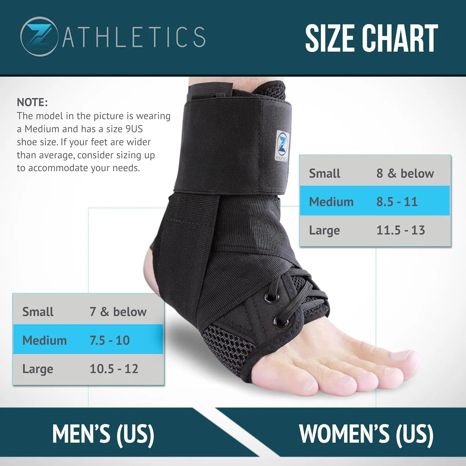 Zenith Ankle Brace, Lace Up Adjustable Support – for Running, Basketball, Injury Recovery, Sprain! Ankle Wrap for Men, Women, and Children