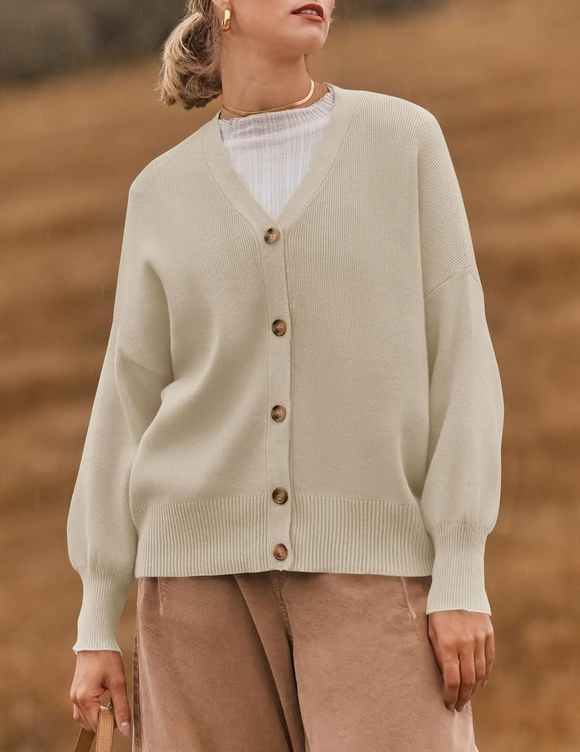 ZESICA Women's Casual Long Sleeve Cardigan V Neck Button Down Open Front Knit Loose Oversized Sweater Coat