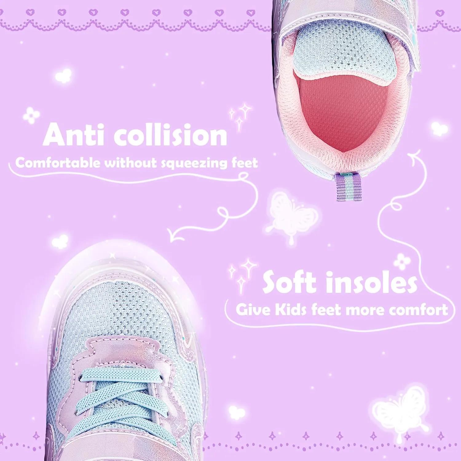 ZKA Toddler Light Up Shoes for Girls Boys Size 5 to Size 13 Sparkle Walking Running Tennis Casual Fashion Sport