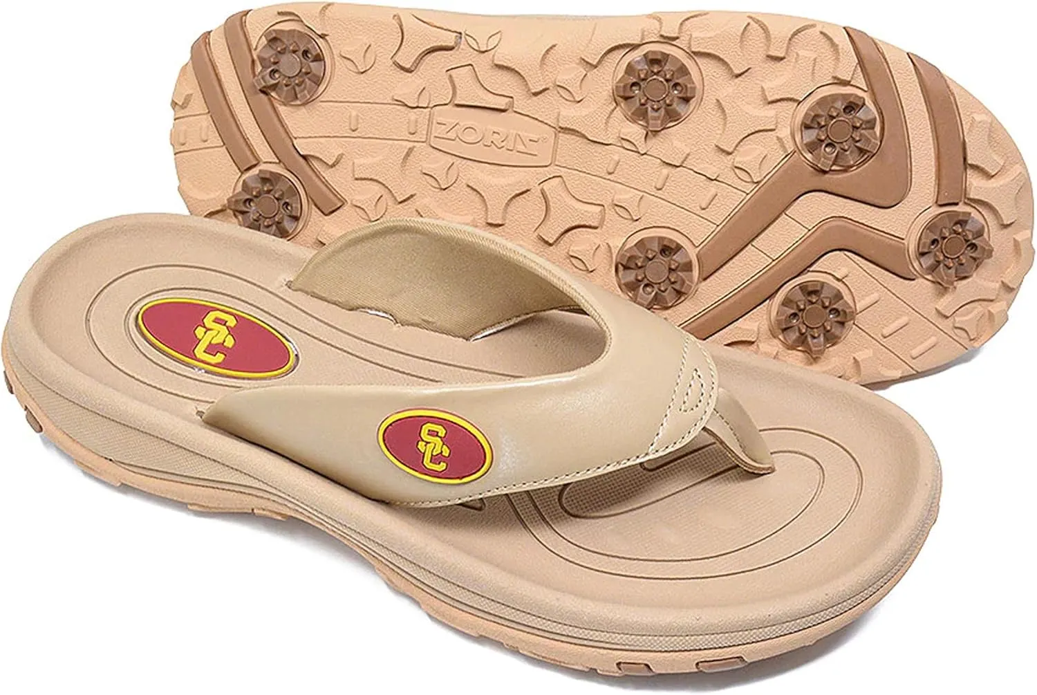 ZORIZ Collegiate Series Golf Sandals for Women and Men, Thong Flip Flops With Removable Spikes, Golf Footwear With Deeper Heel Cup and Higher Sidewalls