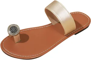 ZSpzx Split Toe Flat Sandals for Women 2025 Slip On Backless Comfortable Flip Flops Rhinestones Sparkly Slides Ladies Summer Comfortable Cushion Footbed Thong Casual Beach Shoes