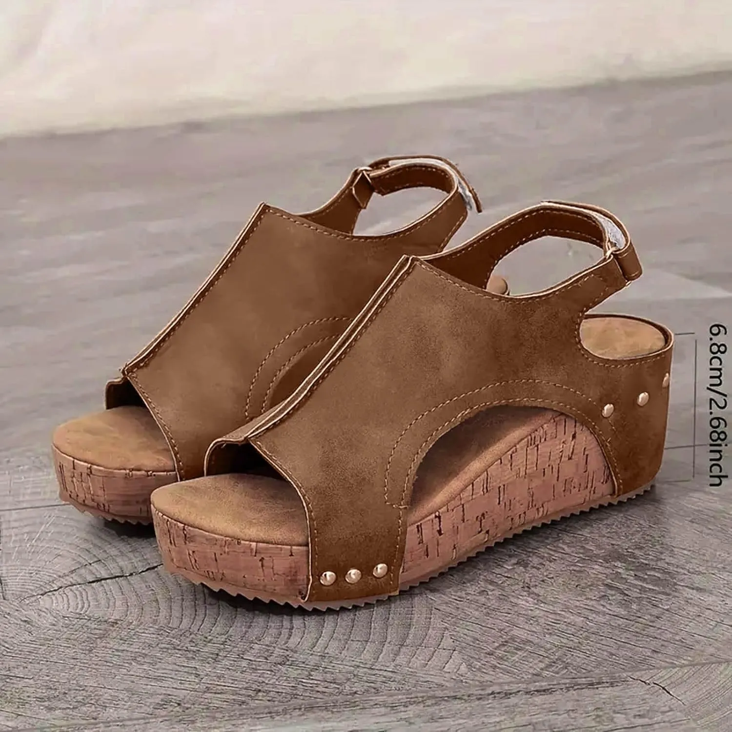 ZSpzx Womens Comfy Wedge Orthopedic Sandals Summer Platform Cork Wedges Women's Buckle Ankle Strap Sandal Comfortable Strappy Casual Ladies Shoes Sandalias Ortopédicas Para Mujer