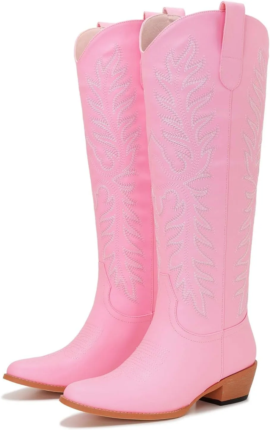 ZXHYZLZ Cowboy Boots For Women -Wide Calf Knee High Cowgirl Boots Botas Vaqueras Para Mujer Classic Embroidered Slip On Pointed Toe Thick Heel western Tall Boots Great For Country Concerts and Parties