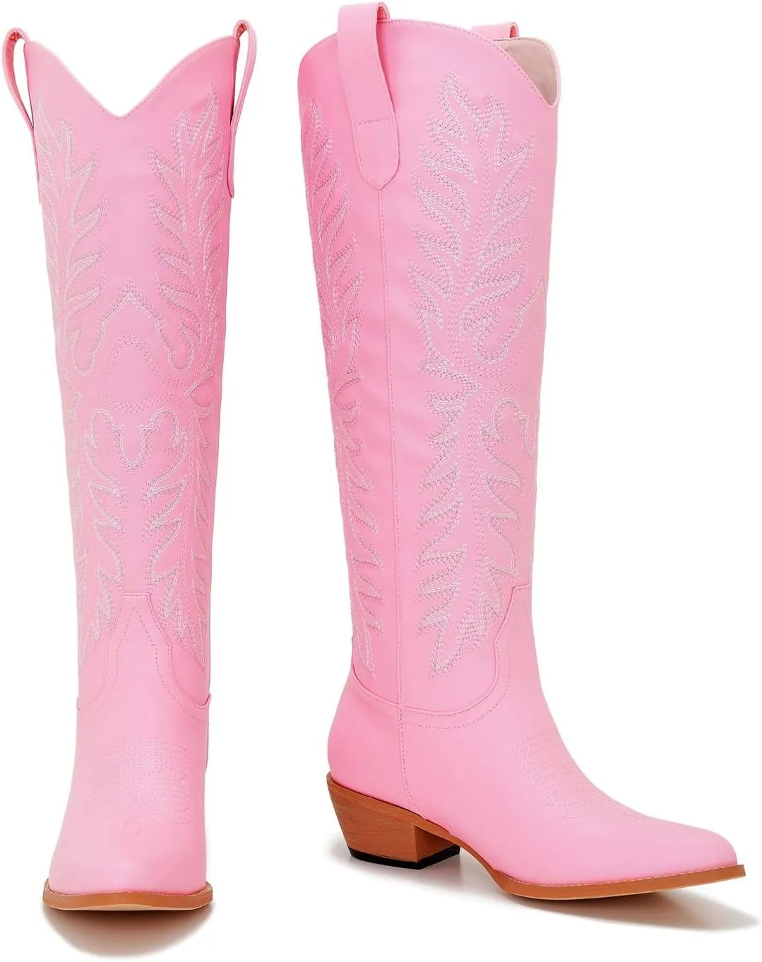 ZXHYZLZ Cowboy Boots For Women -Wide Calf Knee High Cowgirl Boots Botas Vaqueras Para Mujer Classic Embroidered Slip On Pointed Toe Thick Heel western Tall Boots Great For Country Concerts and Parties