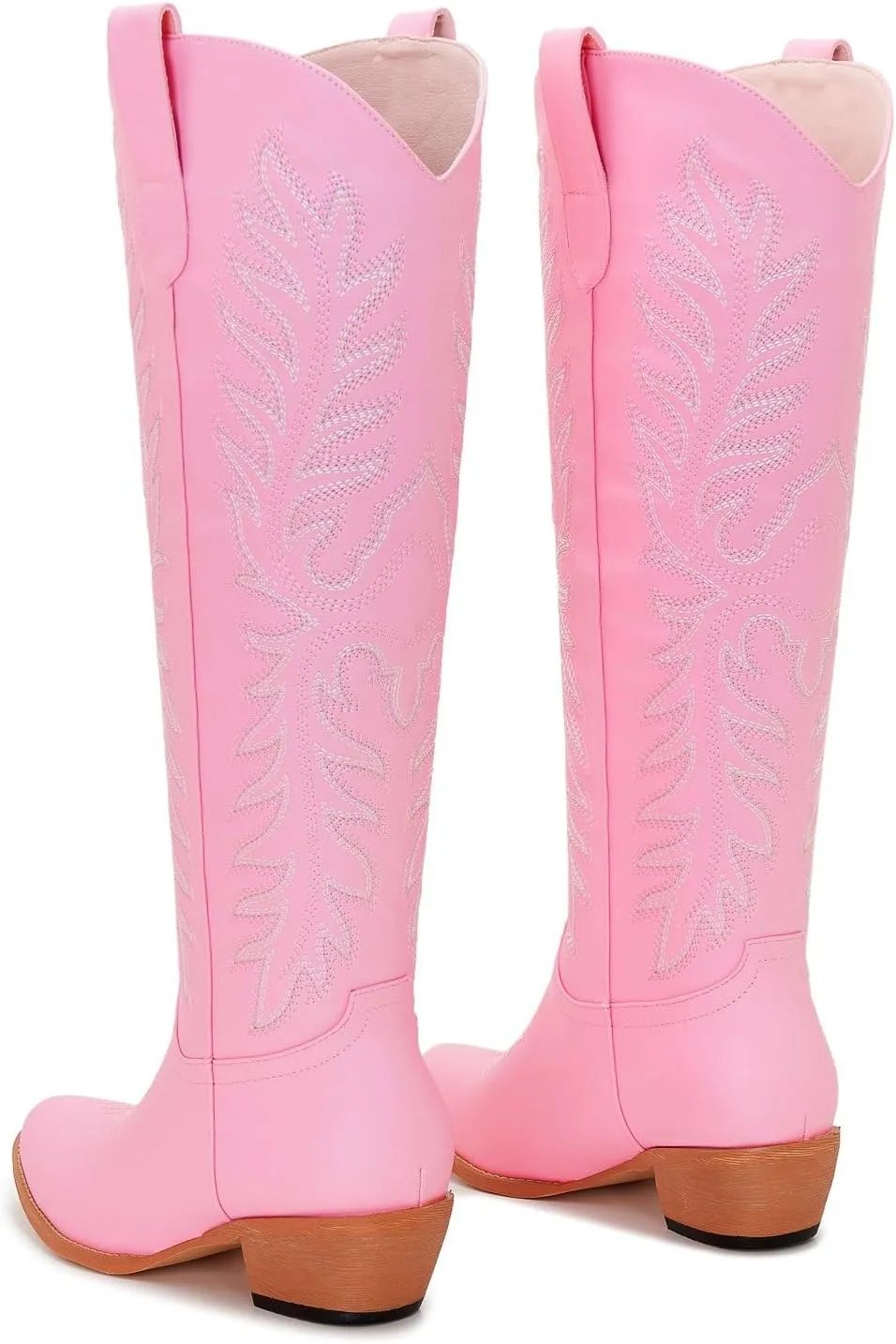 ZXHYZLZ Cowboy Boots For Women -Wide Calf Knee High Cowgirl Boots Botas Vaqueras Para Mujer Classic Embroidered Slip On Pointed Toe Thick Heel western Tall Boots Great For Country Concerts and Parties